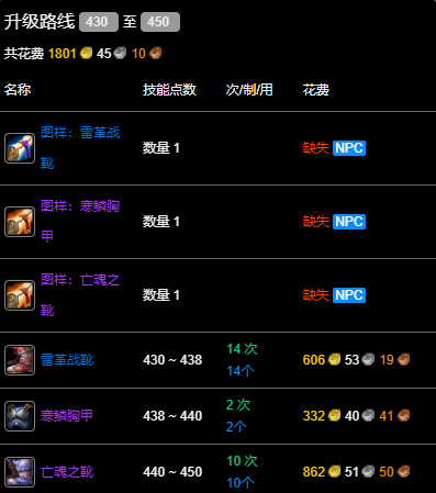 魔兽世界wlk制皮430-450最省材料攻略(图4) 魔兽世界wlk制皮430-450最省材料攻略(图4)